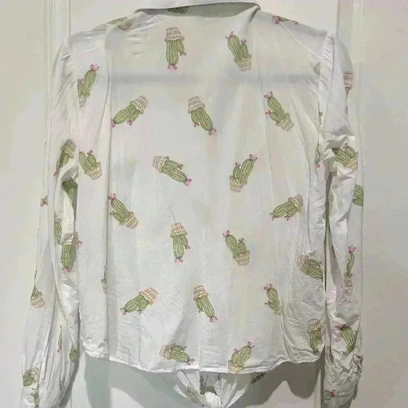 LOVE NOTES CACTUS PRINT BUTTON DOWN SHITT BLOUSE SIZE LG - Picture 2 of 4